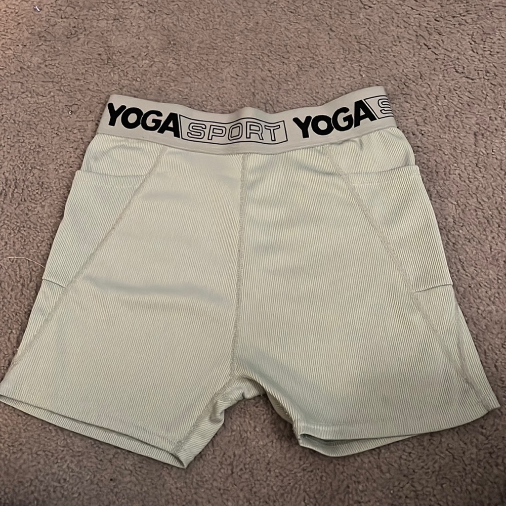 green athletic shorts